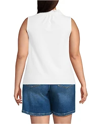 Lands' End Plus Lightweight Jersey Button Front Lace Trim Tank