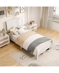 Sugift Wooden Bed Frame with Headboard and Slat Support