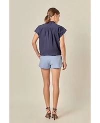English Factory Women's Ric Rac Detailed Short Sleeve Shirt