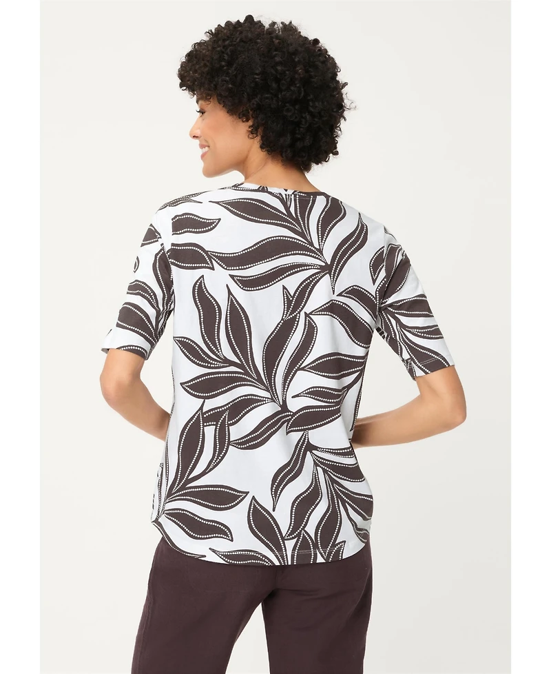 Olsen Women's Dotted Leaf Print T-Shirt