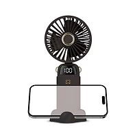 GabbaGoods Handheld Fan with Lcd Battery Display, Desktop Stand, Phone Holder, and 3 Speeds