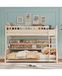 Streamdale Furniture Full Xl over Queen Bunk Bed with Shelving, Lights & Pegboard