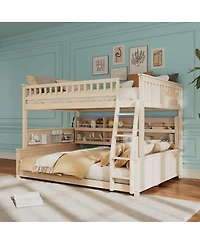 Streamdale Furniture Full Xl over Queen Bunk Bed with Shelving, Lights & Pegboard