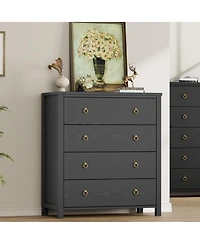 gaomon 4 Drawer Modern Dresser Tall Wooden Storage Chest Nightstand for Bedroom Nursery Hallway