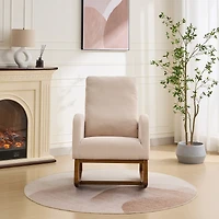 Streamdale Furniture Beige 27.2"W Rocking Chair for Nursery with High Back and Side Pocket