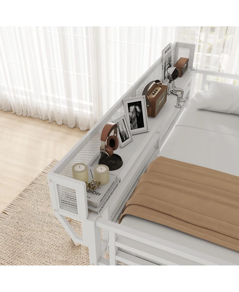 Streamdale Furniture Loft Bed with Desk, Stairs, Charging Station