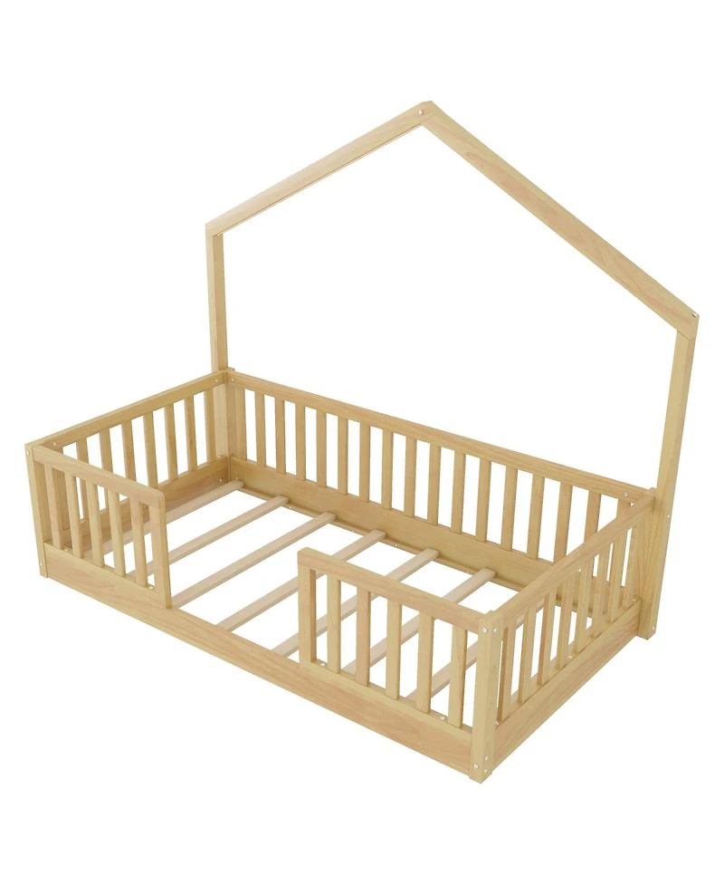 Streamdale Furniture Wooden Montessori Floor Bed with Light