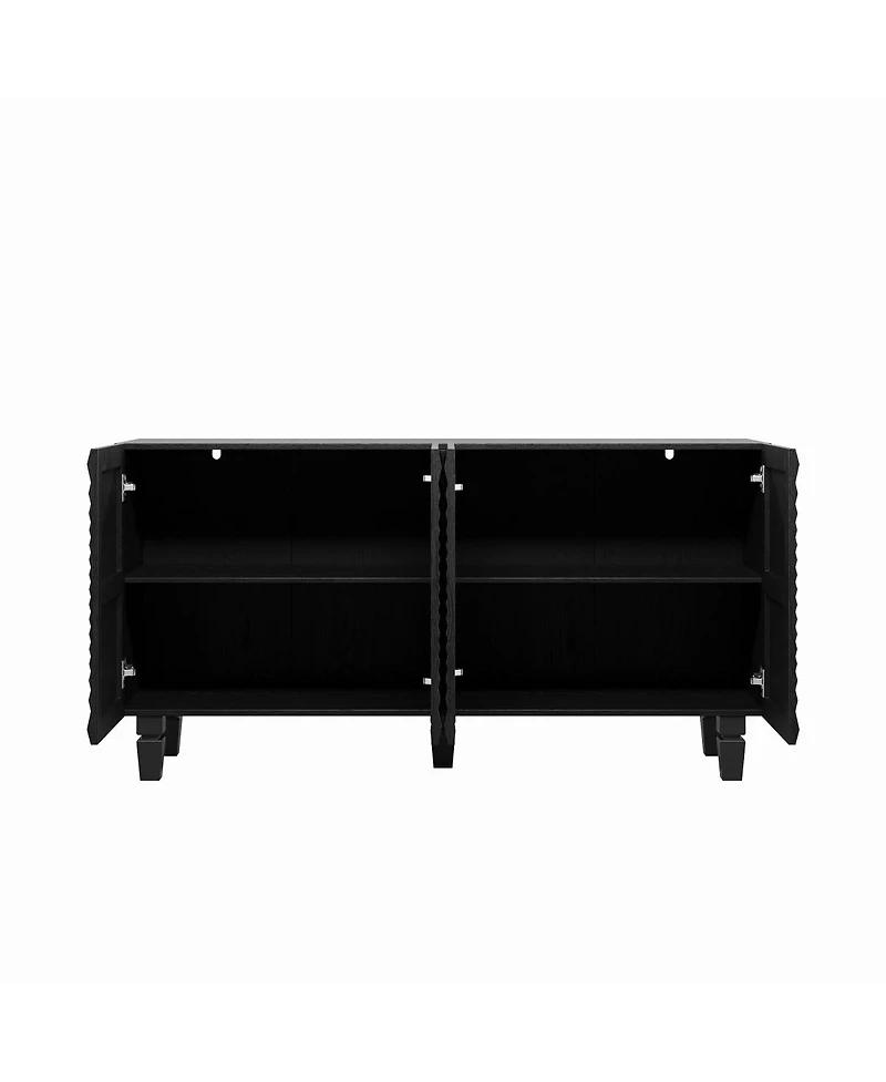 Streamdale Furniture Modern 59" Buffet Sideboard with 4 Sunburst Doors