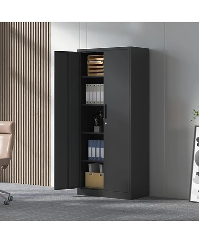 Streamdale Furniture 71"H Metal Garage Storage Cabinet with 4 Shelves and Lock