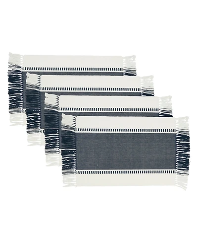 Saro Lifestyle Tassel Trimmed Stripe Placemats, Set of 4