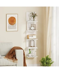 Slickblue 5 Tier Wall Shelf Unit with Wood Grain for Home Storage