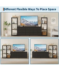 gaomon 89" Tv Stand with 9 Fabric Drawers and 4-Tier Shelves, Modern Entertainment Center for TVs up to 75"