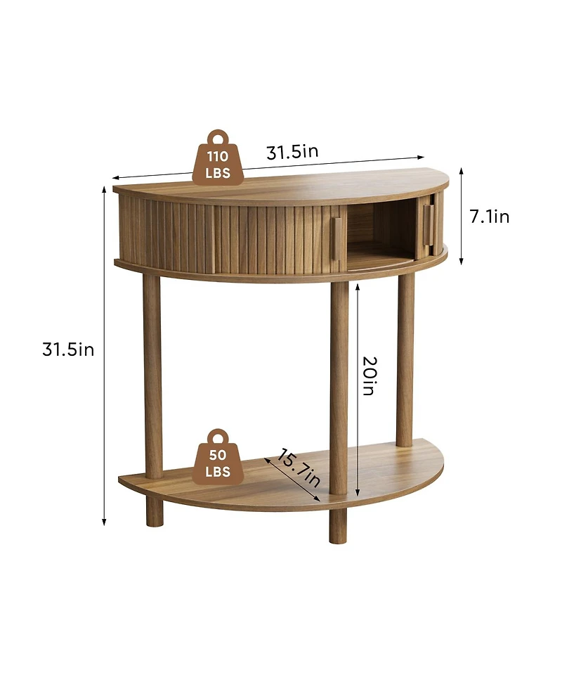 Streamdale Furniture Grooved Half-Moon Console Table