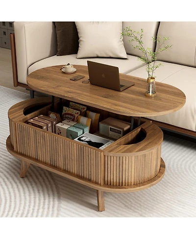 Streamdale Furniture Walnut Lift Top Coffee Table with Hidden Storage