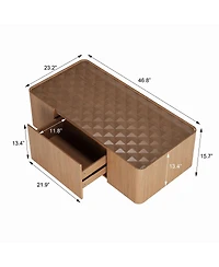 Streamdale Furniture Mid-Century Modern Glass Top Coffee Table with Storage