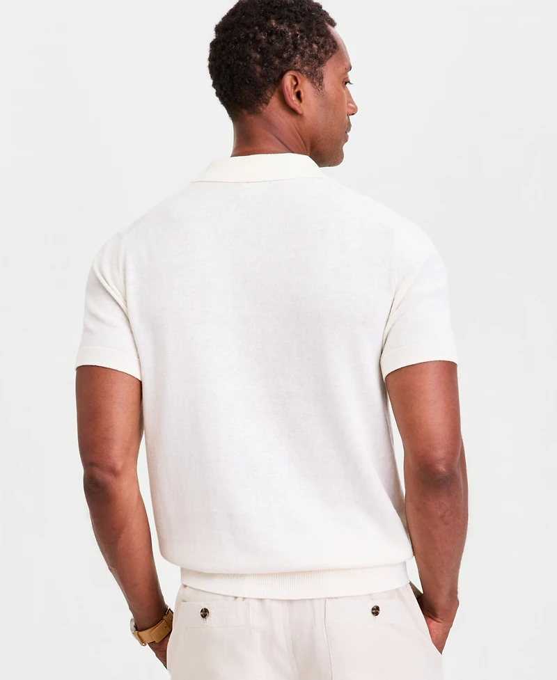 Club Room Men's Short-Sleeve Linen and Cotton Engineer Sweater, Macy's Exclusive