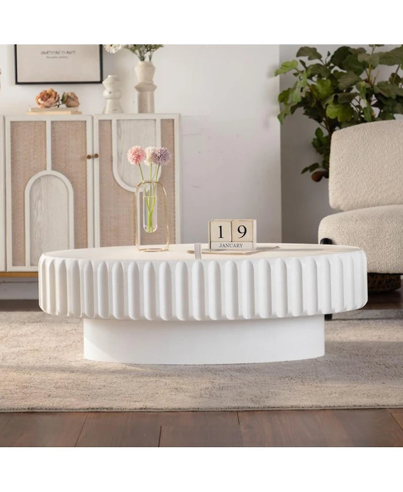 Streamdale Furniture Fluted Storage Table with Lift-Off Lid, Sleek Texture, Perfect for Modern Living