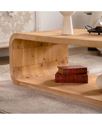 Streamdale Furniture Curved Light Wood Coffee Table with Open Storage