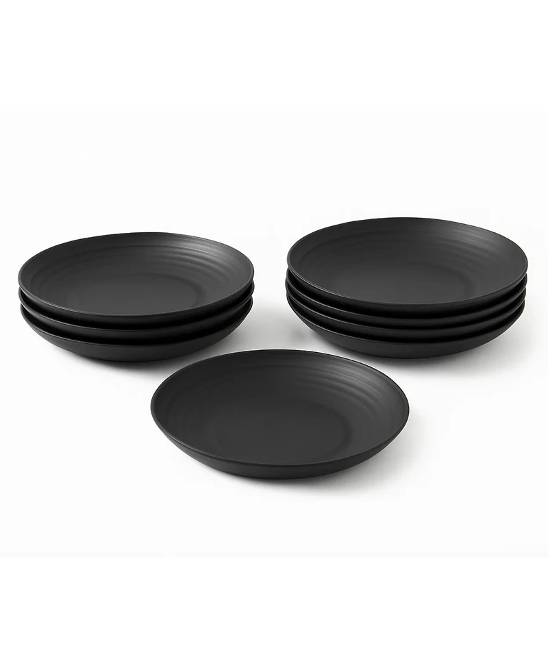 Abode Homewares Ribbed Coupe Wheat Dinner Plates, Set of 8