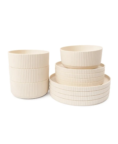 Abode Homewares Mesa Wheat 12-Piece Dinnerware Set, Service For 4