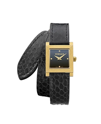 Versace Women's Mosaic Black Calf Leather Strap Watch 22x22mm