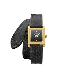 Versace Women's Mosaic Black Calf Leather Strap Watch 22x22mm