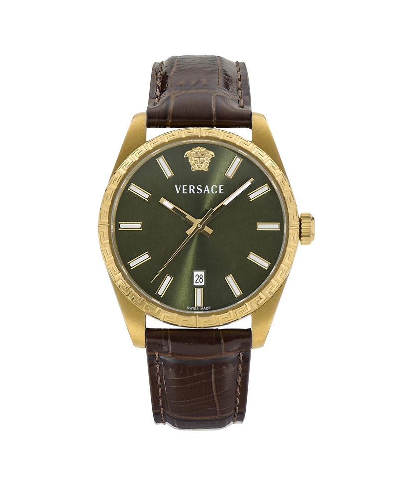 Versace Men's Millenyium Calf Leather Strap Watch 40mm