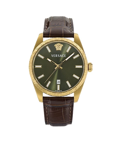 Versace Men's Millenyium Calf Leather Strap Watch 40mm
