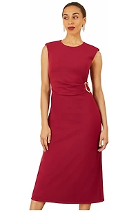 Yumi Women's Buckle Detail Ruched Dress
