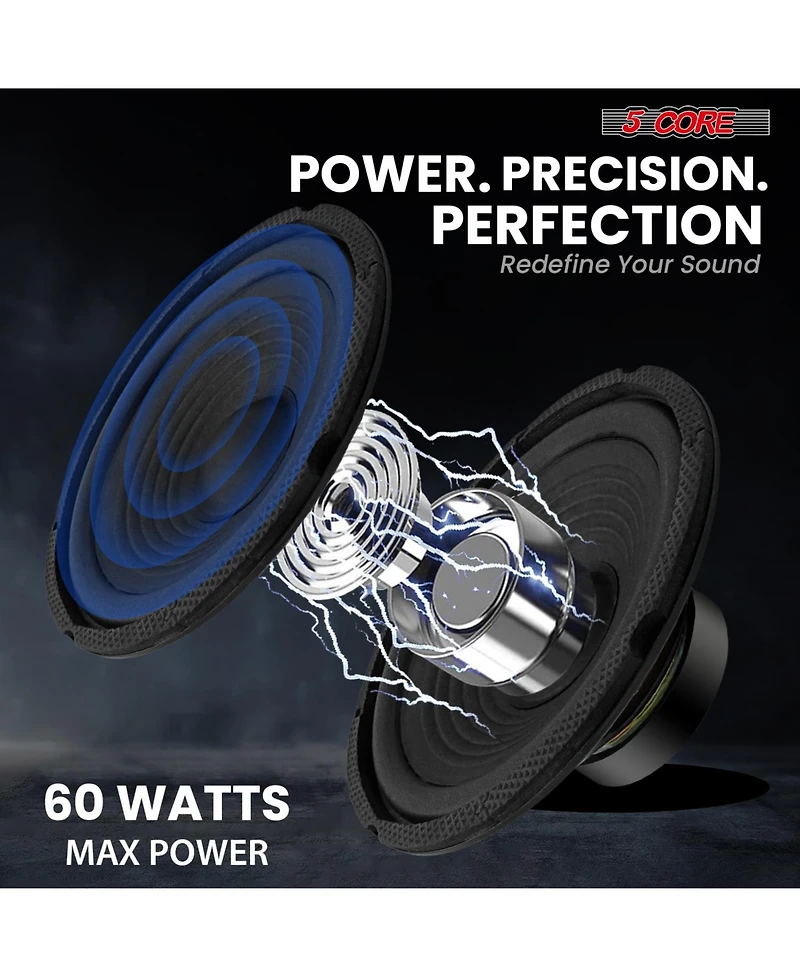 5 Core 6.5 Inch Subwoofer 300W Car Audio Sub Woofer 4 Ohm Deep Bass Replacement Loud Speaker