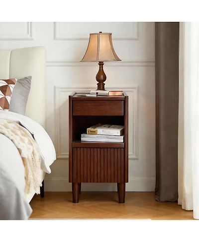Streamdale Furniture Wooden Bedside Table with 1 Drawer and Open Shelf