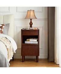 Streamdale Furniture Wooden Bedside Table with 1 Drawer and Open Shelf