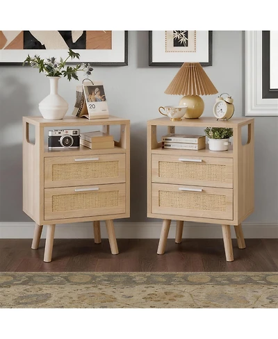 Streamdale Furniture 2-Drawer Modern Bedside Table with Handles