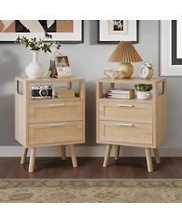 Streamdale Furniture 2-Drawer Modern Bedside Table with Handles