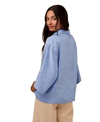 Celtic & Co. Women's Collared Popover Linen Blouse