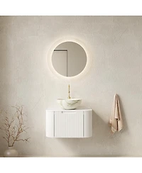 Sillysis Wall Mounted Bathroom Vanity, Matte Bowl Ceramic Basin, Sintered Stone Top