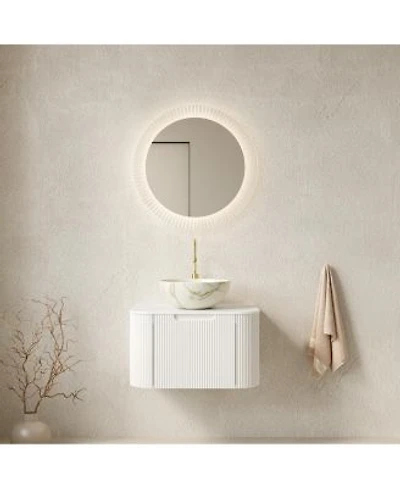 Sillysis Wall Mounted Bathroom Vanity Matte Bowl Ceramic Basin Sintered Stone Top Soft Close Drawer