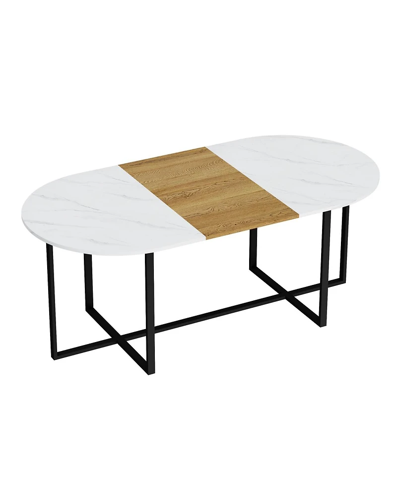 Streamdale Furniture 8-Seat Faux Marble Dining Set with 8 Pu Chairs