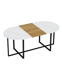 Streamdale Furniture 8-Seat Faux Marble Dining Set with 8 Pu Chairs