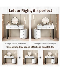 Streamdale Furniture Minimalist Dressing Table with Detachable Mirror and Side Cabinet