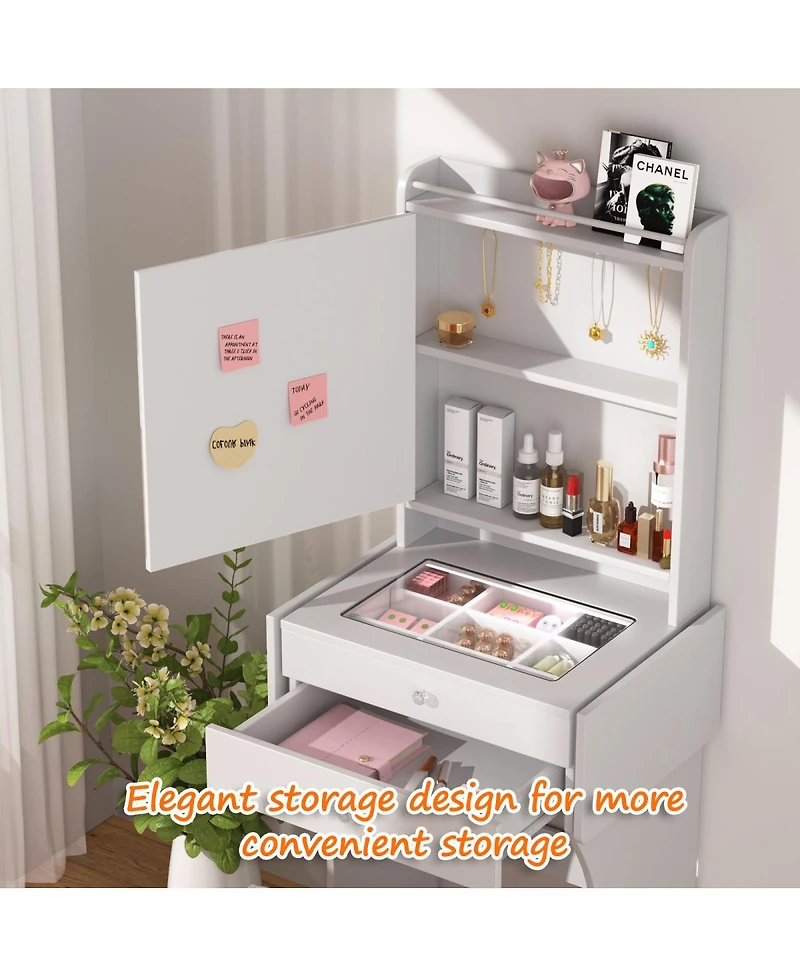 Streamdale Furniture Small Vanity Set with Stool and Foldable Side Tables