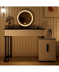 Streamdale Furniture Modern Vanity Glass Top, Storage, Mirror, 100cm