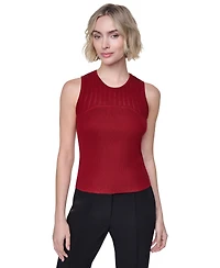 Dkny Women's Yoke Detail Sleeveless Sweater