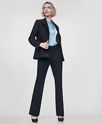 Dkny Womens Tech Sport Nylon Blazer Nylon Pull On Pants Printed Sleeveless Satin Blouse