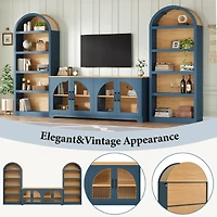 Streamdale Furniture Retro Tv Stand Set Bookshelf
