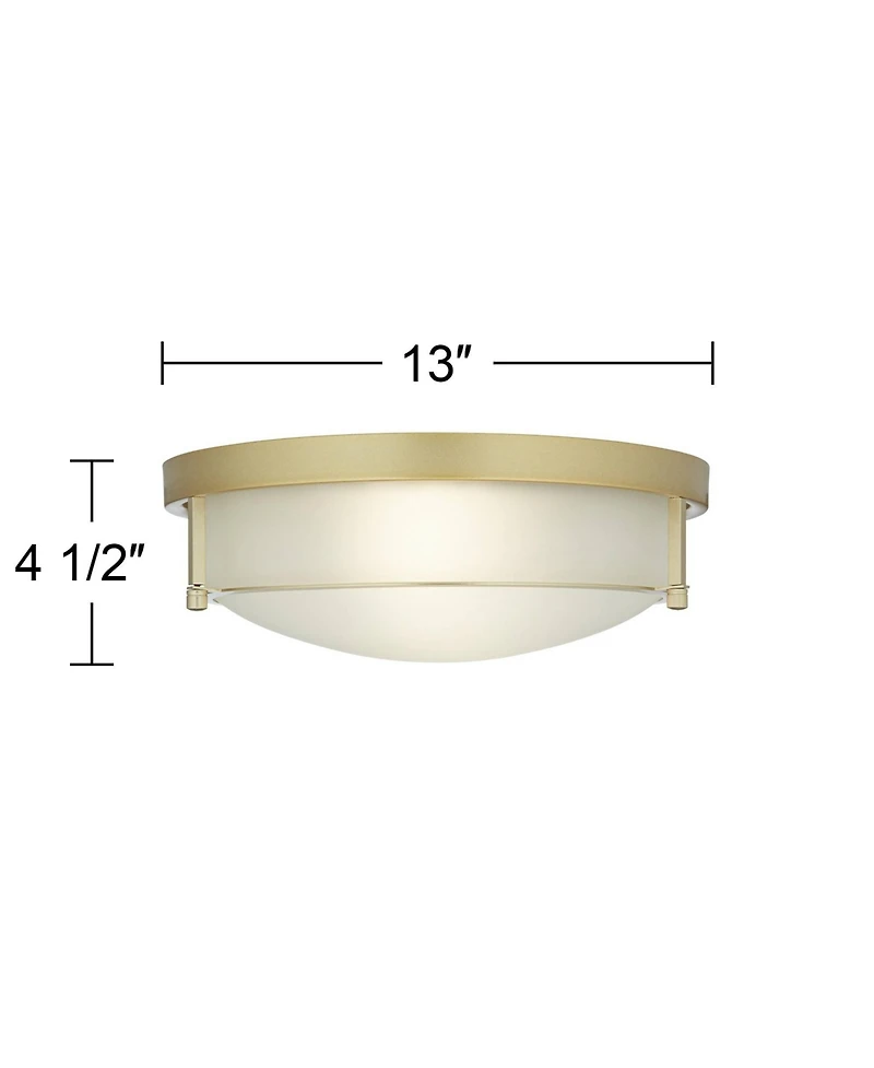 Possini Euro Design Encina 13inch Modern Flush-Mount Ceiling Light Fixture Kitchen Foyer Hallway Drum Frosted Glass
