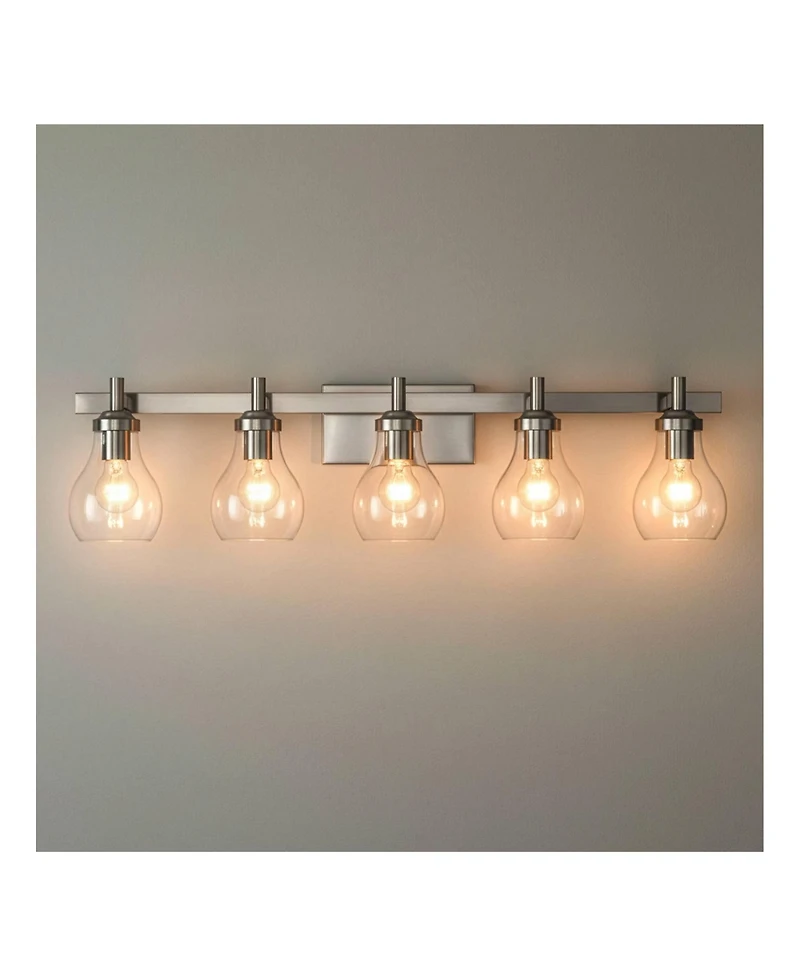 Possini Euro Design Possini Euro Danvers 35 1/4"Wide Brushed Nickel 5-Light Bath Light