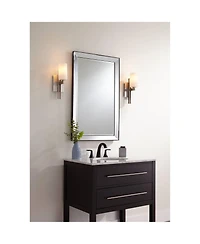 Possini Euro Design Ludlow Modern Wall Light Sconces Set of 2 Brushed Nickel Hardwire 4 1/2" Fixture Glass for Bedroom Bathroom Vanity Reading