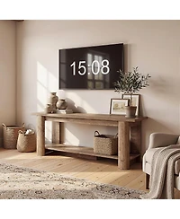 Tribesigns Stand for 65 Inch Tv, Farmhouse Entertainment Center with 2-Tier Storage Space