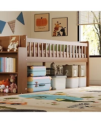 Streamdale Furniture Wooden Loft Bed with Storage, Slide, and Ladder